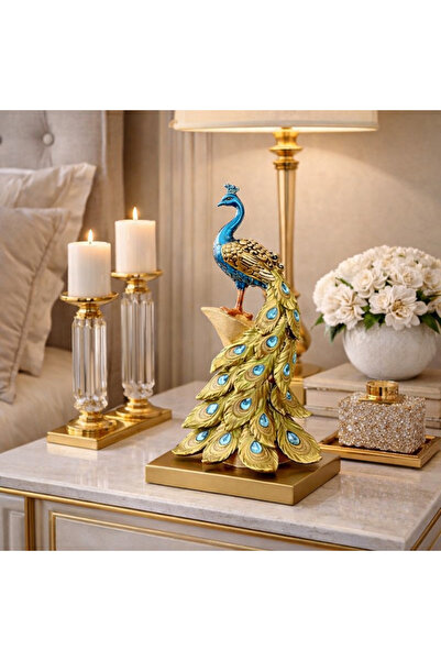 Vivendo Statueta Decorativa Paun Elegant 40 cm din Rasina