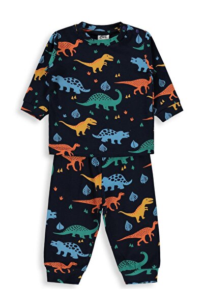 Civil Baby Dinosaur Pajama Set for 6-18 Months - Navy Blue