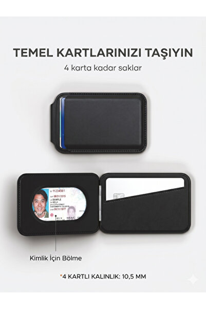 Deppo Trend iPhone 11/12/13 Mini/14/15 Pro Max/16 Plus/17 Air Uyumlu Magsafe Kartlık Standlı Katlanabilir Cüzdan