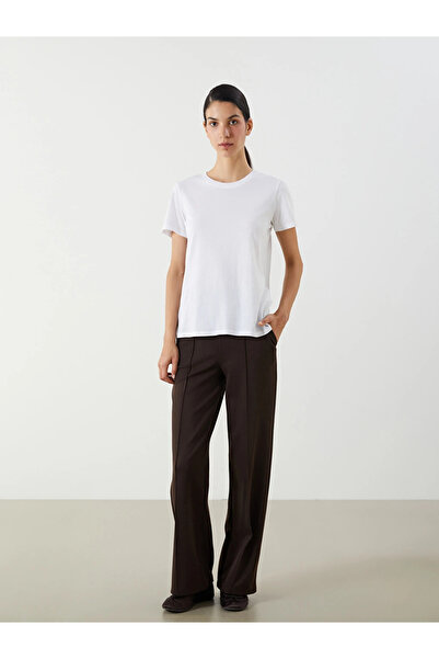 LC Waikiki Brown Wide Leg Women's Sweatpants with Elastic Waist