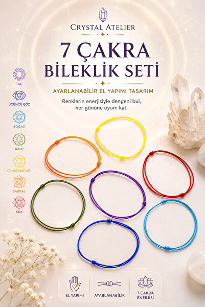 Crystal Atelier 7 Renk Çakra Ip Bileklik