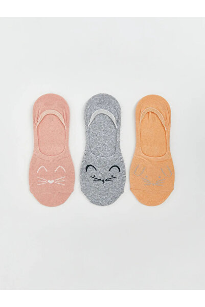 LC Waikiki Pink Printed Women's Ballerina Socks 3-Pack