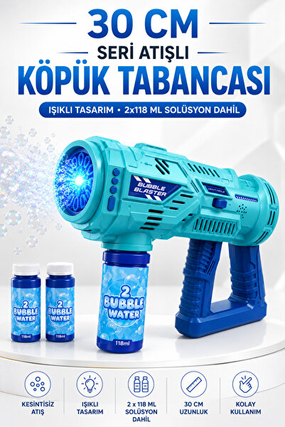 NeoThings Led Işıklı 30 Cm Köpük Tabancası Seri Atışlı Baloncuk Tabancası 2x1...