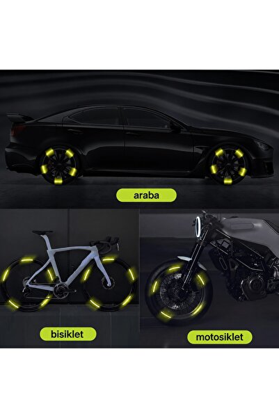 M2M Bisiklet ve Motosiklet Jantları İçin Fosforlu Reflektif Şerit Sticker Set...