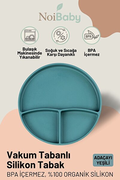 NoiBaby Vakum Tabanlı Silikon Tabak - Yeşil