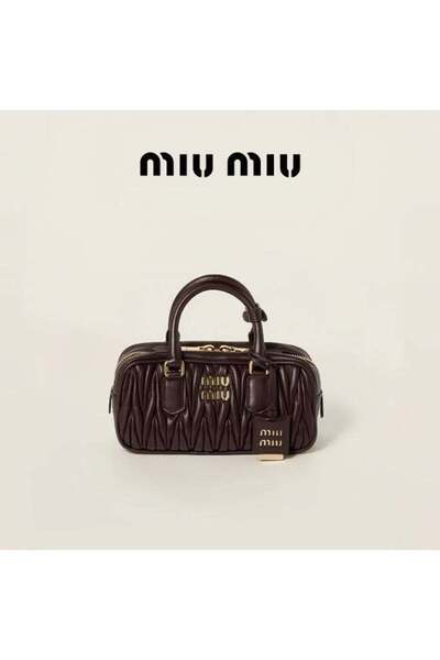 miulife Small Arcadie Top Handle Bag in Matelassé Nappa Leather Crossbody Sho...