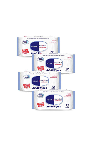 COOL & COOL Adult Cleaning Wipes Extra Large 72's(Pack of 4) Premium Thick Bo...