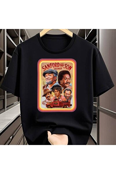 LİNA06 Men's Graphic T-Shirt Sanford and Son TV Show Retro Design Navy Blue V...
