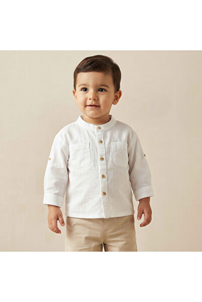 Juniors Long Sleeves Shirt with Mandarin Collar