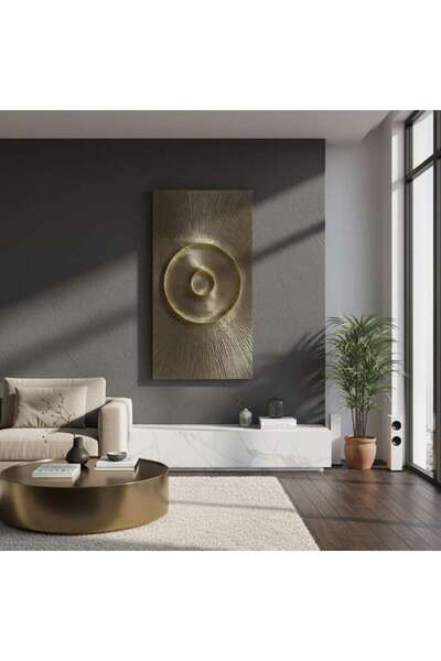 PAN HOME لوحة جدارية منحوتة يدويًا من ماركلي 90×180 سم - أسود ذهبي