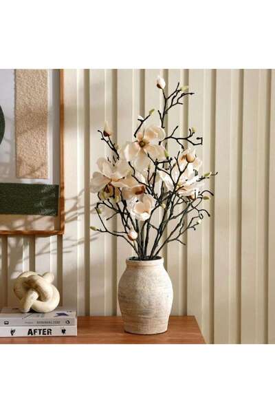 PAN HOME Artificial Cymbidium Bonsai Arrangement in Cement Pot 56x43x71cm - W...