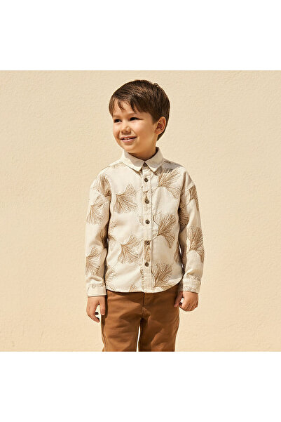 ELIGO Long Sleeves Shirt with Leaf Embroidery