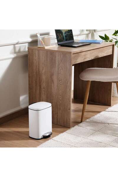 PAN HOME Primo Fingerprint Resistant Metal Pedal Bin 21.3x20.5x29.5cm 5l - White