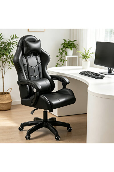 BESTONE 112‑122cm Black Gaming Chair with Ergonomic Body‑Fitting Structure, H...