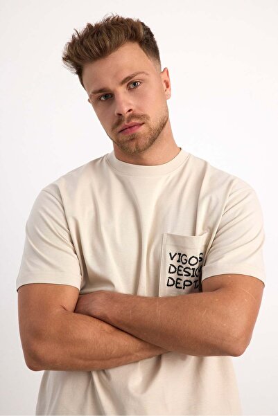 Vigoss Jeans Vigoss Action Oversize Printed Men's T-Shirt with Pocket 63084-3...