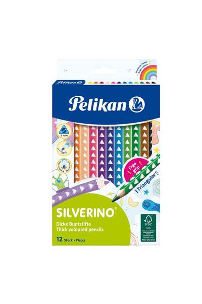 Pelikan Set 12 creioane colorate triunghiulare, Pelikan, Silverino