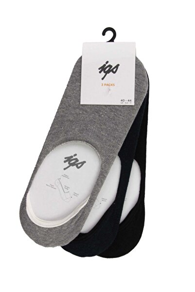 İgs Men's Ballerina Socks Set of 3 Cotton Non-Slip Invisible Socks Gray Navy ...