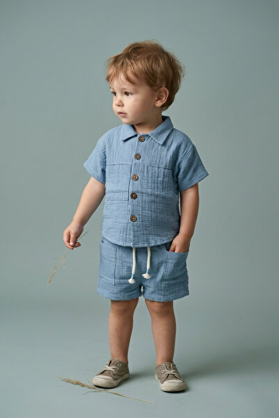 zumino Baby Boy Muslin Shirt Shorts Summer 2-Piece Set