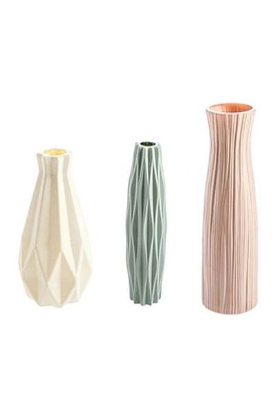 Generic 3-Piece Decorative Dust-Proof Vase Set Pink/Mint Green/White 23 x 8.5...