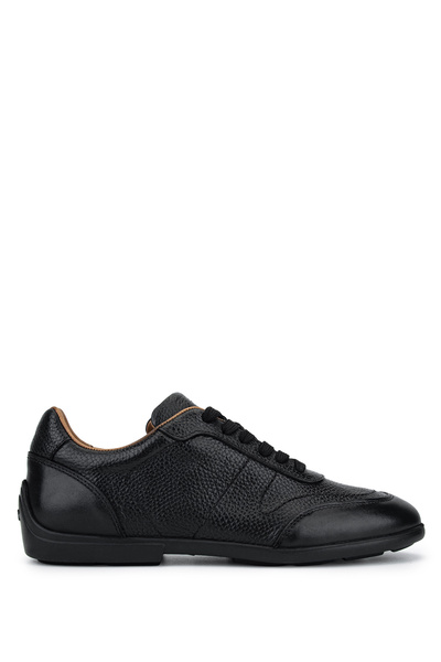 Tamer Tanca Men's Genuine Leather Black Sneakers & Sports Shoes