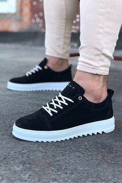 Phorto Ph152 Black Suede Orthopedic Sole Men's Casual Shoes - 44
