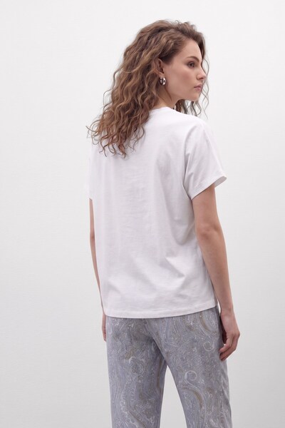 Mısırlı Egyptian Women's Cotton Short Sleeve Pajama Set White-Grey