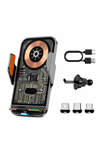 AL-TECH BİLİŞİM 15W Kablosuz Araç Şarj Cihazı Otomatik Sensörlü Telefon Tutuc...