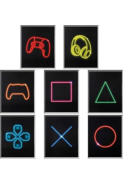 ESSESORIES R HORSE 8Pcs Game Neon Gaming Poster Wall Art Set of 8 Self Adhesi...