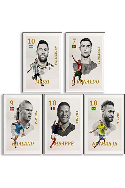ESSESORIES Lionel Messi Football Poster Wall Art Set of 5 Room Decor Self Adh...