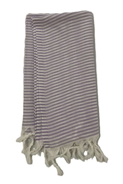 Ağcabay Tekstil Ağcabay Denizli 100% Cotton 100X200Cm Boho Style Lilac Striped Beach and Pool Peshtemal, Stylish Beach Towel