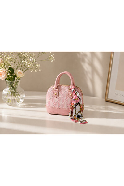 Danba Bags Küçük Pembe Hasır Omuz ve El çantası