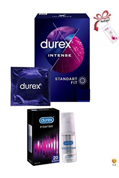 Durex İntense 5'li Prezervatif-İntense +20 Kullanımlık Uyarıcı Jel Set+Temizl...