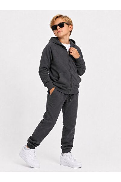 GİYİCEM TEKSTİL Boy's 3 Threaded Hooded Zippered Tracksuit Set G2027-2