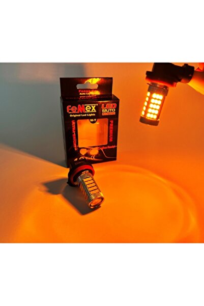 MKY STORE FEMEX H8/11 2835 Chip 9W SİS Led Ampul Turuncu 66smd Ultra Parlak M...