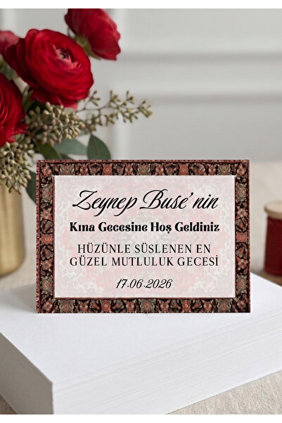 Hobi Sepeti Kişiye Özel Trend İsme Özel Kına Gecesi Masa Kartı 50 Adet 11x16cm
