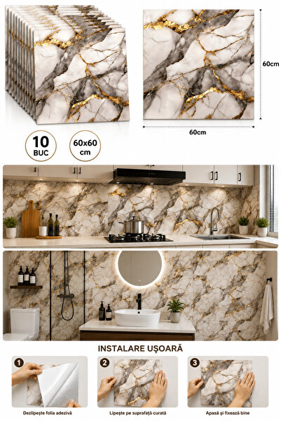 OEM HomeRoy Tapet Decorativ Autoadeziv 3D – Set 10 Bucăți