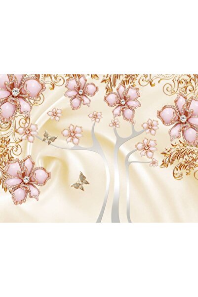 Persona Tablou Canvas, Flori Roz Cu Pietre Pretioase- 100 X 70 cm
