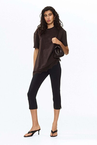 H&M Asymmetric lace-trimmed T-shirt