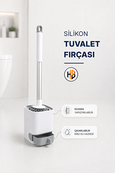 HOBİLON Silikon Uçlu & Kirli Su Hazneli 33 Cm Tuvalet Fırçası - Banyo WC Kloz...