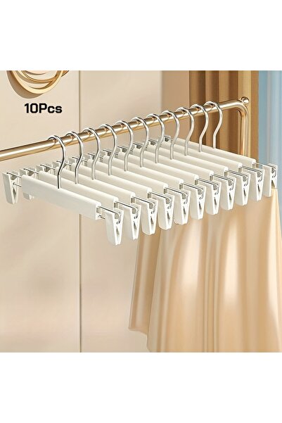 Choice1 White 10Pcs Clothes Pants Hangers, Space-Saving Skirt Holders, Adjust...