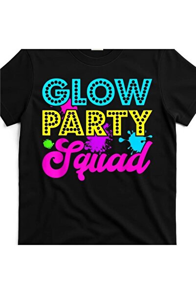 LİNA06 قميص Glow Party Squad بتصميم نيون ساطع يتوهج في الظلام، ذو رقبة دائرية...