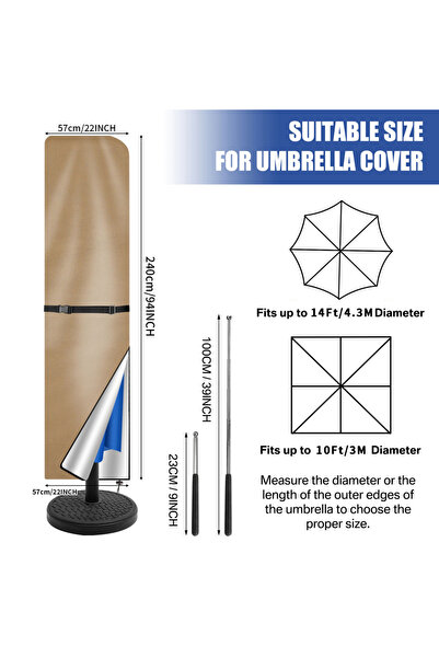 Choice16 Straight 240CM Outdoor Cantilever Umbrella Cover Waterproof Patio Pa...