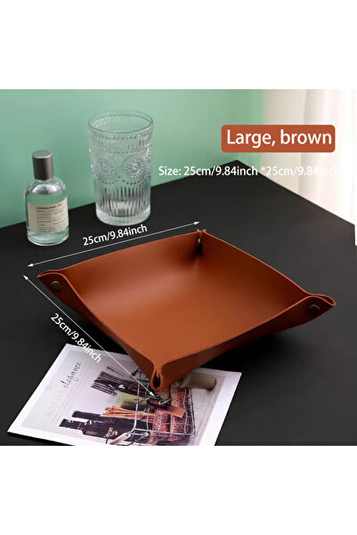 Choice11 Brown large Living Room Entrance Key Storage Box Leather Desktop Cos...