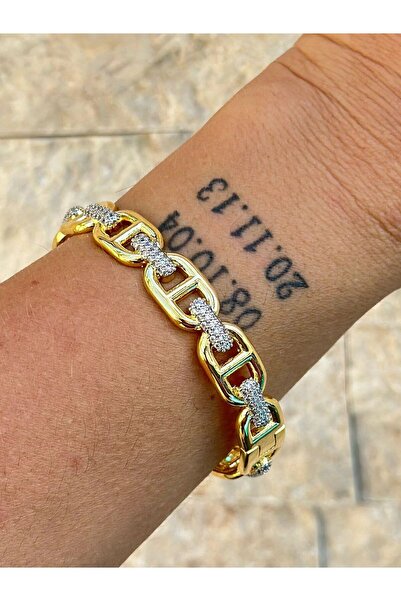 BYYEŞO Chain and Zircon Stone Detail Steel Handcuffs