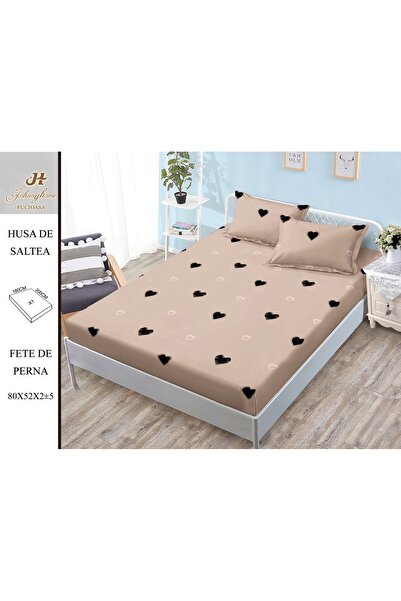 naniland.ro Husă de Pat Bumbac Satinat 2 Persoane 3 Piese Cu Elastic 180x200 cm