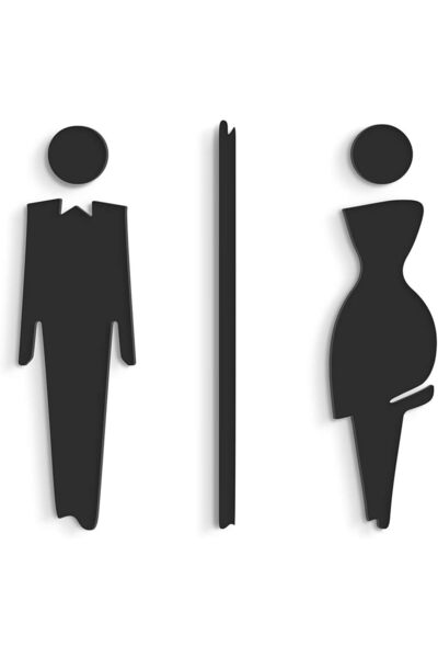 Slasa Embossed WC Sign Men Women Toilet Door Sign Black 15x8cm