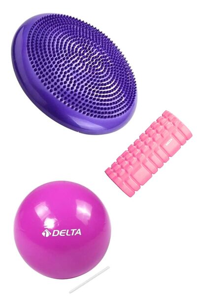 Delta Set de 3 pentru exerciții Pilates, Disc de echilibru, Rolă de spumă Del...