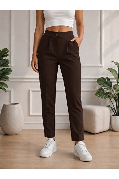 alanora Women's High-Waisted Carrot Cut Stretchy/Lycra Fabric Pants