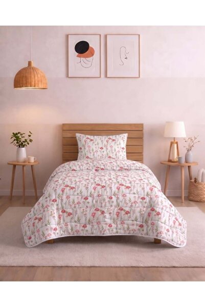 DONATEV Single Cotton Quilted Multi-Purpose Bedspread & Bed Cover / Flora Pink