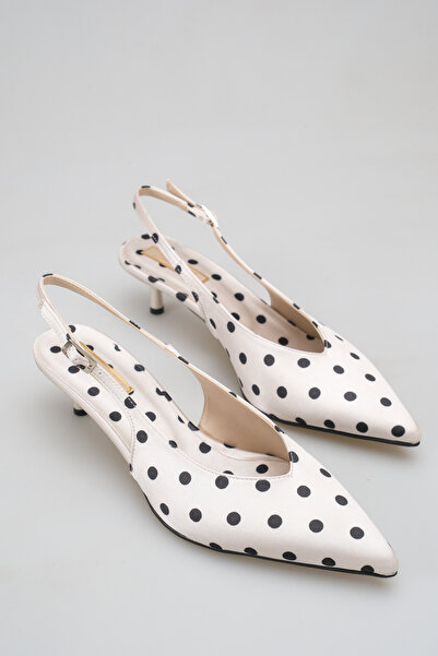 SENASTİL H01 Women's Polka Dot Pointed Toe Open Back Slingback Low-Cut Stylis...